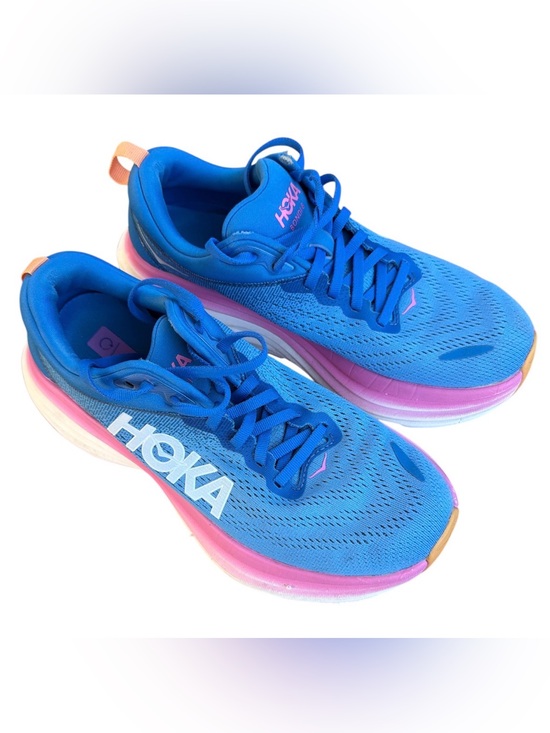 Hoka Shoes - Hoka Women's Blue Running Shoes with Pink Accent